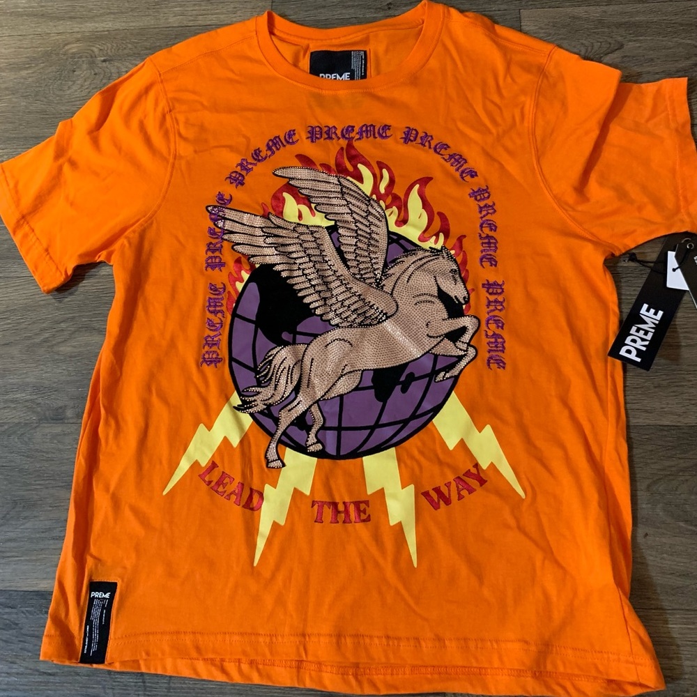 Preme Men’s Orange Shirt “Lead The Way” US SIZE XXL